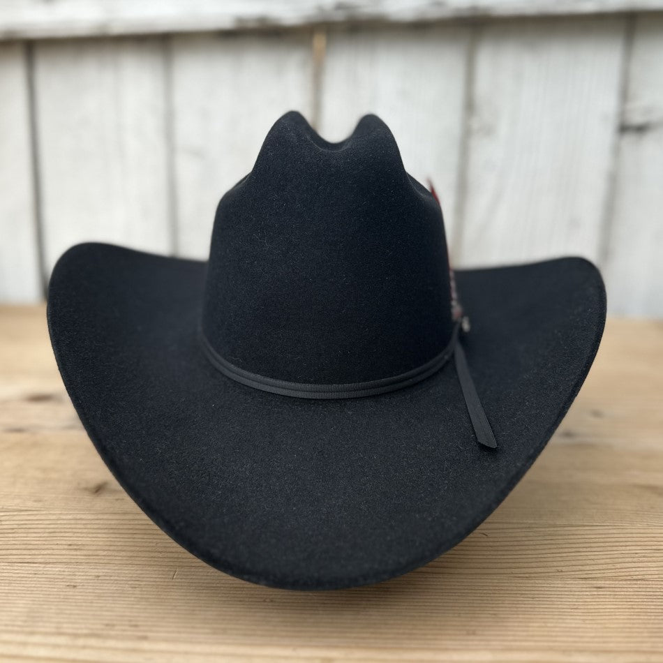 Texana 6X Rancher Negro con Pluma Stetson - Texanas para Hombre